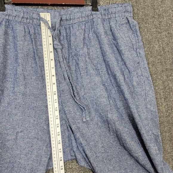 Old Navy Pants Womens 3X Blue Chambray Linen Blend Wide Leg Elastic Waist - Picture 4 of 12